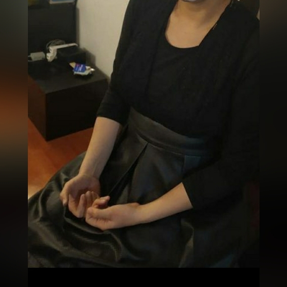 Lace and leather imitation Black Dress, Colombian brand Studio F, size M - Picture 3 of 3